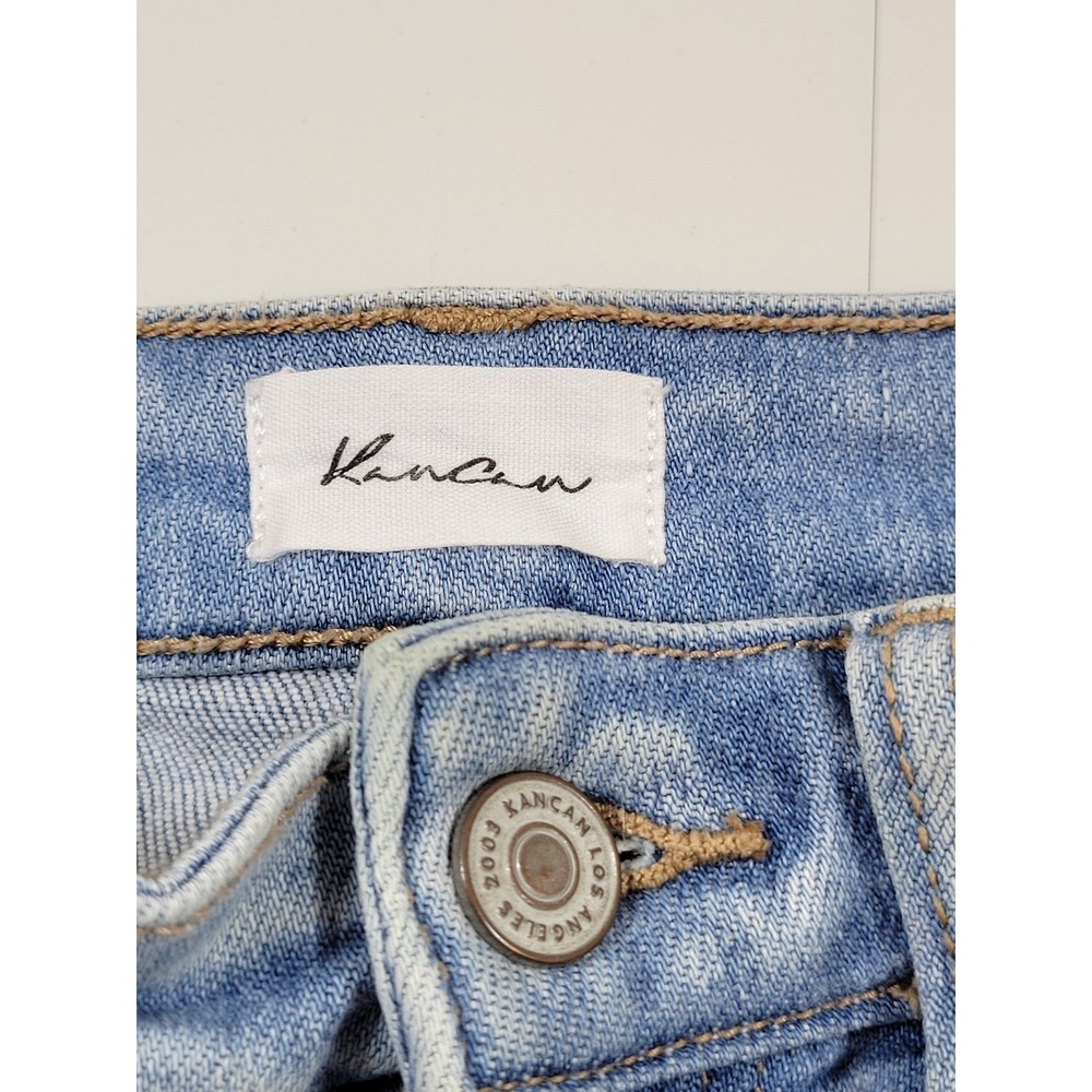 KanCan Flare Jeans Womens 3/25 Light Blue Excellent Distressed Split Frayed Hem - Picture 8 of 10